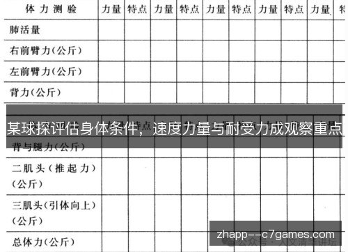 某球探评估身体条件，速度力量与耐受力成观察重点